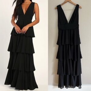 NWOT Amazing Evening Black Tiered Maxi Dress
